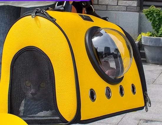 Mochila cómoda con espacio para mascotas, cabina transparente, PU, ​​transpirable, para mascotas