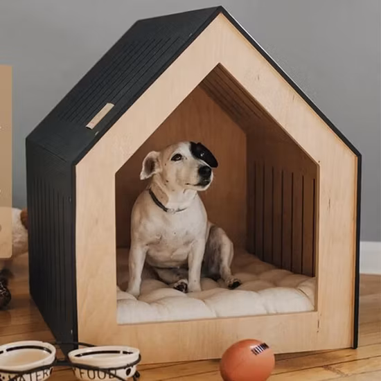 La jaula del animal doméstico de madera alberga los muebles de madera del cajón del perro del metal de la mesa auxiliar de la cama