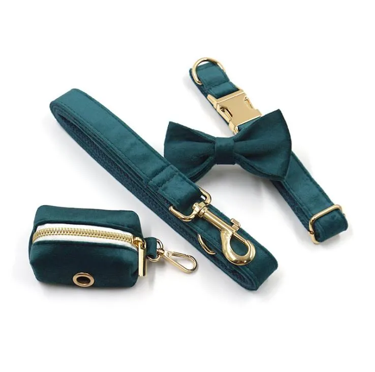 Suministros para mascotas, recién llegado, collar de arnés para perros de terciopelo verde puro